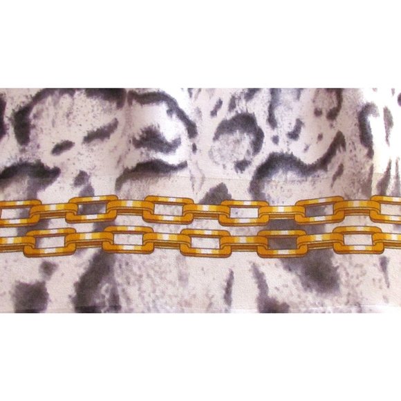 Les Copains Animal Gold Chain Pink /Grey Print 34X34"100% Silk Designer Scarf - Picture 5 of 5